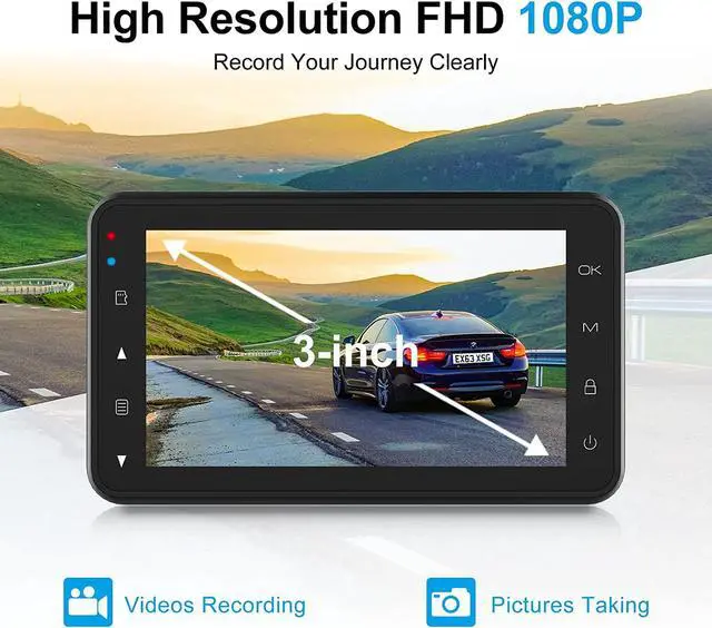 Alt view image 2 of 7 - Dash Cam AQV,3 inch Car Camera,Dash Cam Front 1080P FHD,170° Wide Angle,G-Sensor, Loop Recording, Parking Monitor, Motion Detection, WDR