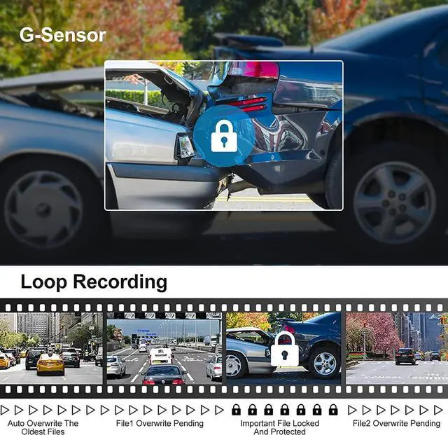 Alt view image 7 of 7 - Dash Cam AQV,3 inch Car Camera,Dash Cam Front 1080P FHD,170° Wide Angle,G-Sensor, Loop Recording, Parking Monitor, Motion Detection, WDR