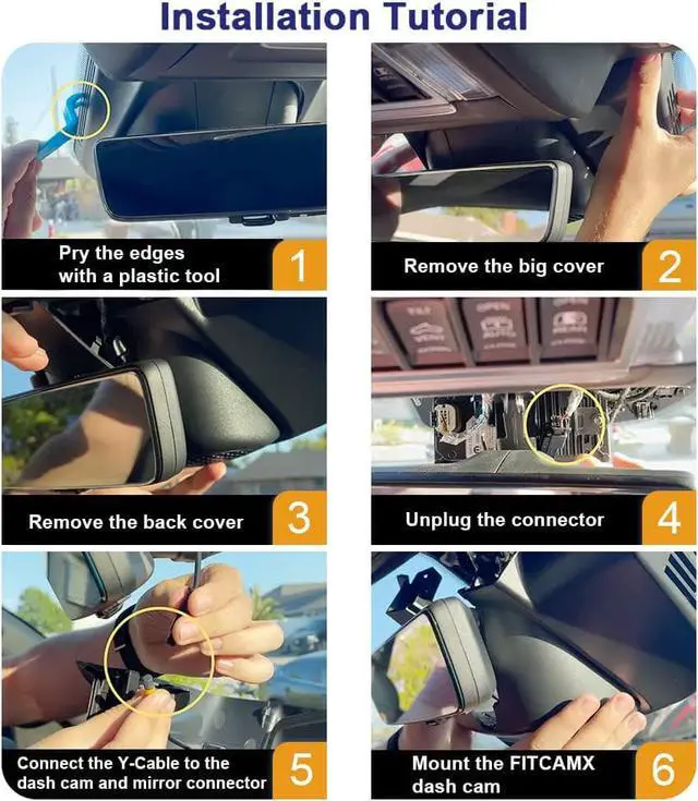 Alt view image 6 of 7 - Fitcamx Front 4K+Rear 1080P Dash Cam Adapts for Dodge RAM 1500 (MODEL B) 2019-2024 Rebel Big Horn Laramie, OEM Look, Dual HD Video, WiFi Connect&APP, Loop Recording G-Sensor, Easy to Set, 128GB Card