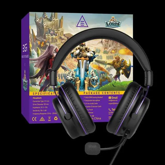 Alt view image 6 of 6 - EKSA E900 &Lords Mobile Gaming Headset, Gaming Headphones with Detachable Noise Canceling Microphone - 50 MM Drivers, Lightweight and Comfortable