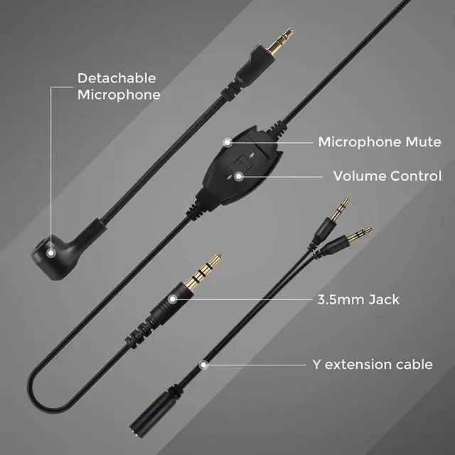Alt view image 4 of 6 - EKSA E900 &Lords Mobile Gaming Headset, Gaming Headphones with Detachable Noise Canceling Microphone - 50 MM Drivers, Lightweight and Comfortable