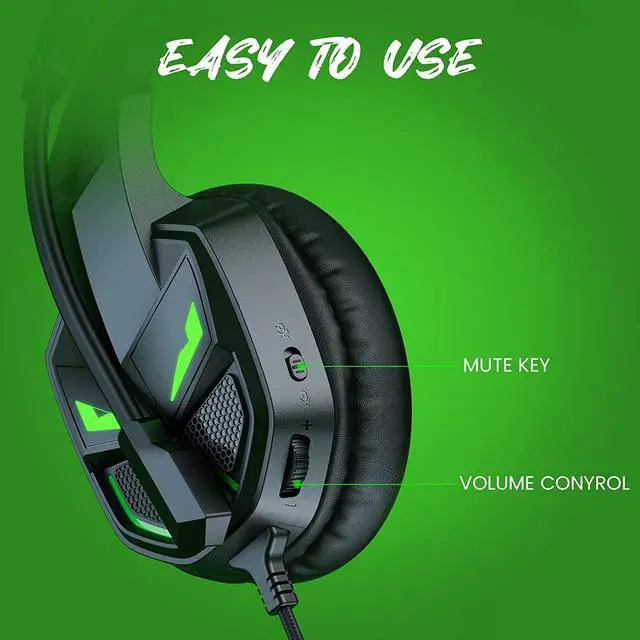 Alt view image 6 of 7 - EKSA Fenrir S Gaming Headset with Microphone, Noise Cancelling Mic, Comfortable Ear Pads, 50 mm Drivers, RGB Light, One Key Control, Gaming Headphones for PC, Xbox, PS4, PS5, Switch, Controller