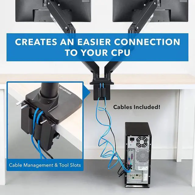 Alt view image 7 of 7 - MOUNT-IT! Heavy Duty Dual Monitor Desk Mount with USB 3.0 Ports | 33 lbs Capacity Per Arm | Adjustable Gas Spring, Double Arms for Computer Monitors, Full Motion Articulating, VESA (17-35 inches)