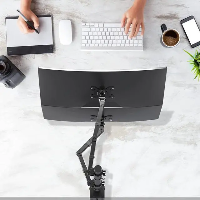Alt view image 6 of 6 - Suptek Single LED LCD Monitor Stand up Desk Mount for 1 / One Screen up to 27 inch Extra Tall 31.5 inch Pole Heavy Duty Fully Adjustable Stand (MD6821DB)