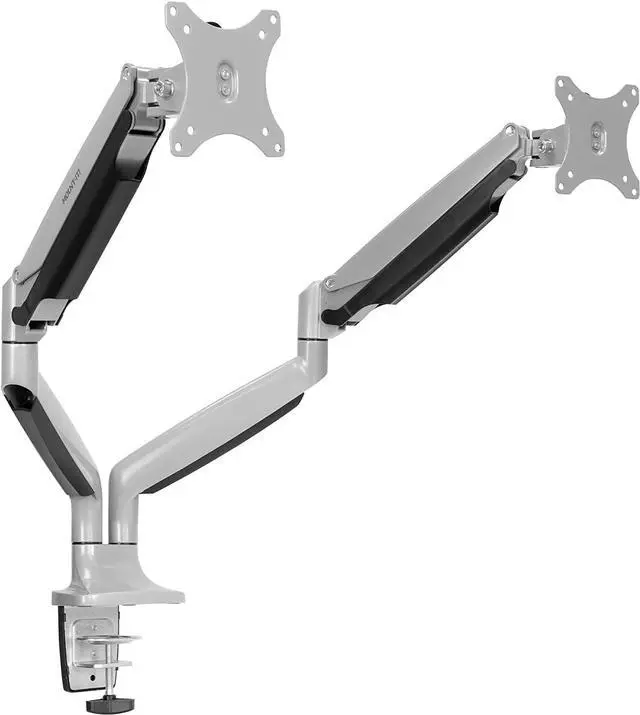 Alt view image 2 of 7 - M Dual Monitor Arm Desk Mount   Full Motion Dual Monitor Mount   Height Adjustable Gas Spring Dual Arm Monitor Desk Mount   Tilt and Swivel Monitor Mount Dual Screens   Silver (MI-1772)