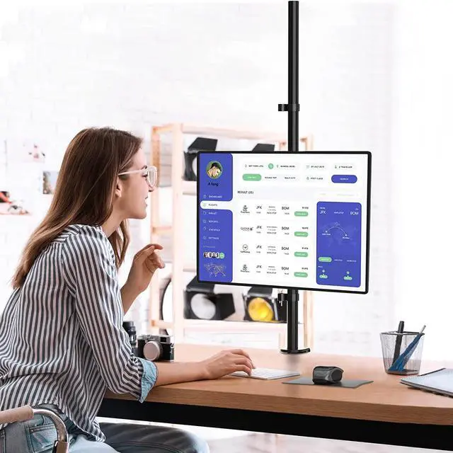 Alt view image 7 of 7 - WALI Single Monitor Stand Desk Mount, 39 inch Tall Monitor Stand Fully Adjustable, Articulating Arm for Computer Screen up to 32 inch, 22lbs (M001XXL), Black