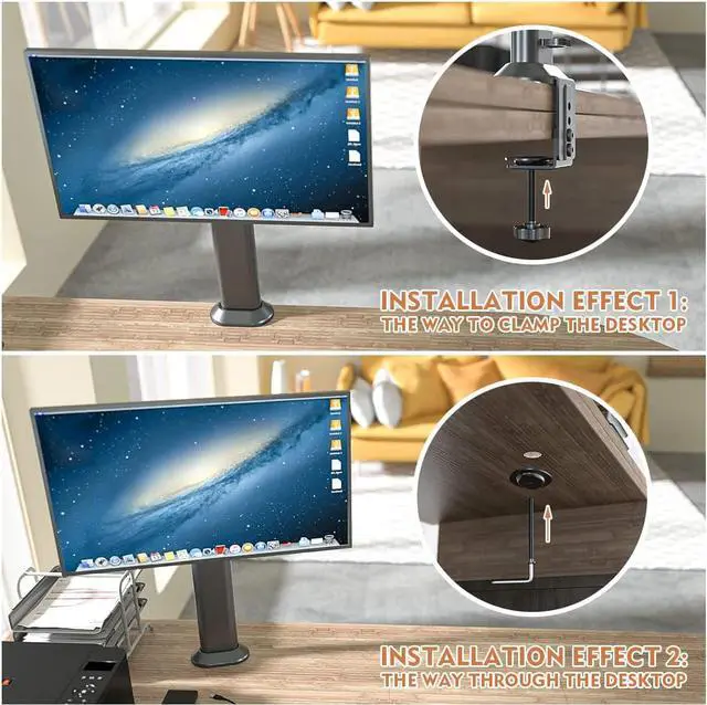 Alt view image 4 of 7 - HEMUDU Single Desk Monitor Arm Mount Stand Fit for 13 inch to 34 inch Flat Curved Computer Screen with Swivel, Height Adjustable, Rotation,Holds up to 77lbs, Black