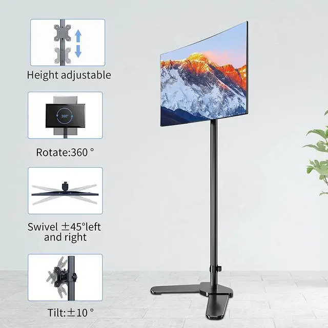 Alt view image 6 of 7 - Single Monitor Mount, Extra Long Monitor Stand, 47 inch Pole Black Stand, Monitor Desk Mount, Single Desk Mount Stand, Computer Screen Mount, VESA Computer Desk Mount, Single Monitor Arm Stand