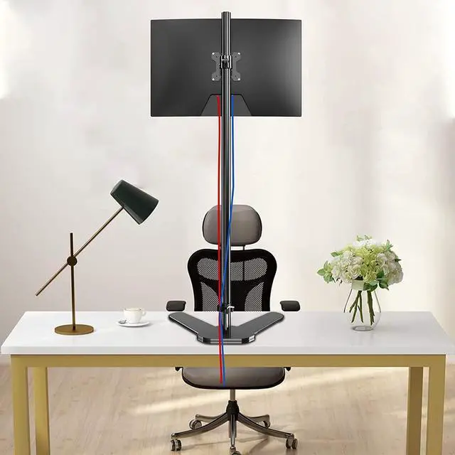 Alt view image 7 of 7 - Single Monitor Mount, Extra Long Monitor Stand, 47 inch Pole Black Stand, Monitor Desk Mount, Single Desk Mount Stand, Computer Screen Mount, VESA Computer Desk Mount, Single Monitor Arm Stand