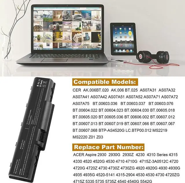 Alt view image 6 of 7 - Fancy Buying Laptop Battery for ACER Aspire 2930 2930G 2930Z 4230 4310 Series 4315 4330 4520 4520G 4530 4710 4710G 4715Z-3A0512C 4720 4720G 4720Z 4730 4730Z 4730ZG 4920