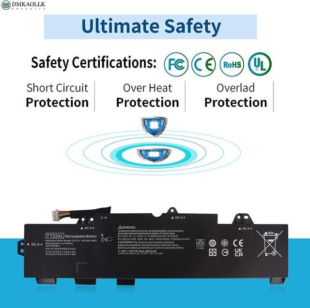 Alt view image 4 of 7 - DMKAOLLK TT03XL 932824-421 Laptop Battery for HP EliteBook 850 G5,EliteBook 755 G5,EliteBook 850 G6,ZBook 15U G5 G6 Series TT03056XL 932824-1C1 932824-2C1 933322-855 HSN-113C-5 HSTNN-LB8H 11.55V 56Wh