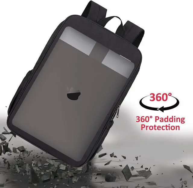 Alt view image 5 of 7 - Deep Storage Laptop Backpack with USB Charging Port[Water Resistant] College Computer Bookbag Fits 15 Inch Laptop Black