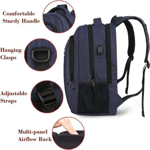 Alt view image 3 of 7 - Laptop Backpack Slim Travel Backpack with Laptop Compartment for Men Women College Daypack Gift Computer Bag fits 15.6 Inch Notebook Blue