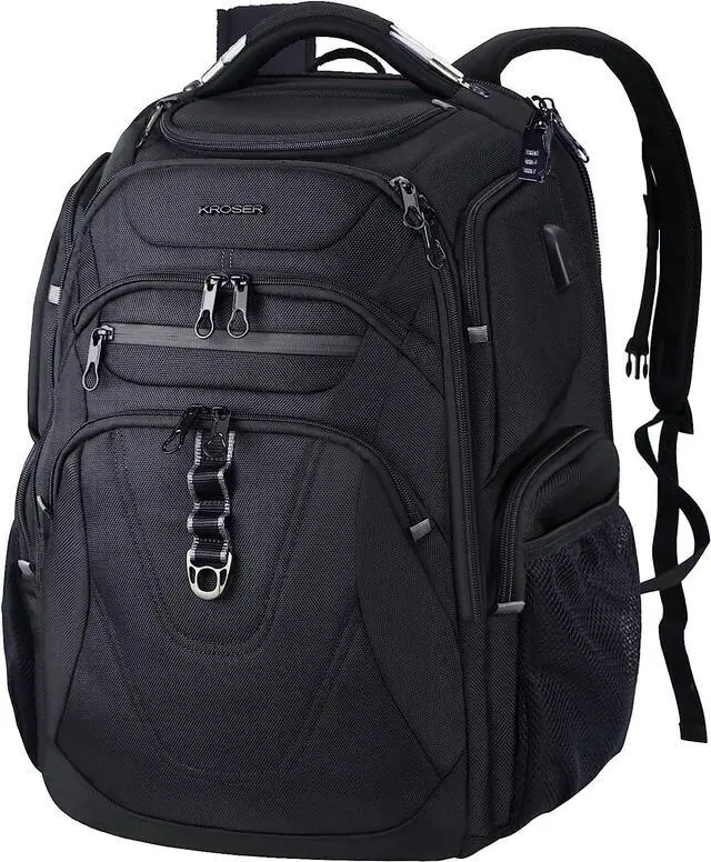 Main image of KROSER TSA Friendly Travel Laptop Backpack 18.4 inch XXXL Gaming Backpack Water-Repellent College Daypack Business Backpack with RFID Pockets & USB Port for Men/Women-Black