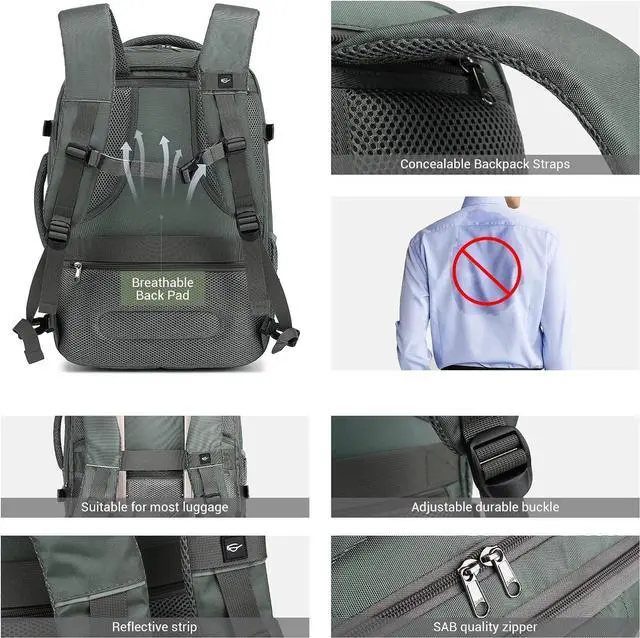 Alt view image 5 of 6 - MOLNIA Large Travel Backpack for Men Women,Waterproof Carry On Backpack,Laptop Backpack for College Travel Daily Work