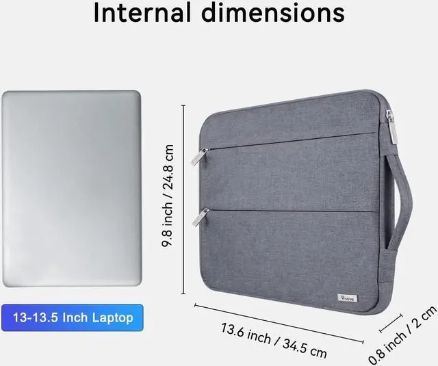 Alt view image 3 of 7 - Laptop Sleeve Carrying Case 13 13.3 14 Inch Compatible with MacBook Air 13 2020 M1/2022 M2 MacBook Pro 13/14 2021 Chromebook 14 Slim Computer Bag Cover with Handle Grey