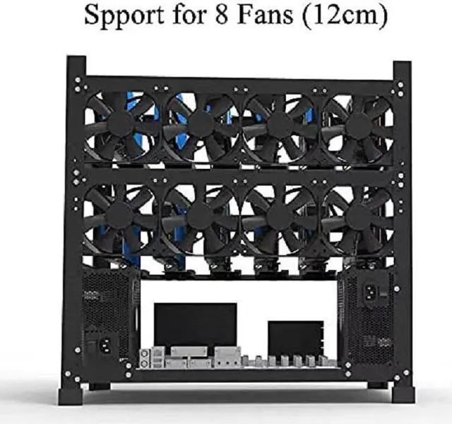 Alt view image 3 of 7 - Mining Rig Frame for 12GPU, Steel Open Air Miner Mining Frame Rig Case, Support to Dual Power Supply for Crypto Coin Currency Bitcoin ETH ETC ZEC Mining Tools - Frame Only, Fans & GPU is not Included