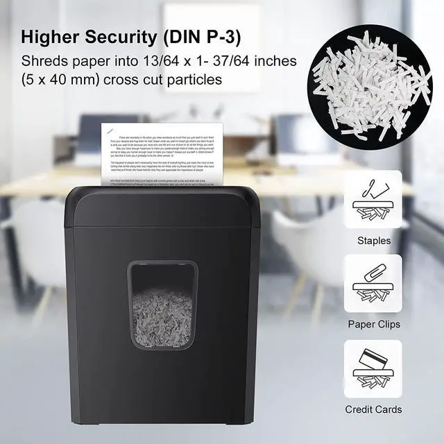 Alt view image 4 of 7 - bonsaii Shredder for Home, 6 Sheet Cross Cut Paper Shredder and Credit Card Small Home Office Use Shredder, Portable Handle Design with 3.4 Gallons Wastebasket (C237-B)