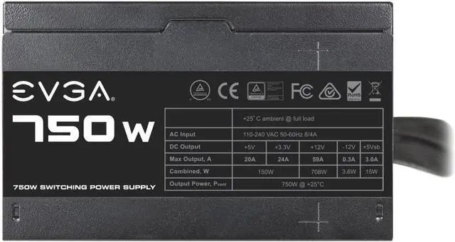 Alt view image 3 of 7 - EVGA 750 N1, 750W, 2 Year Warranty, Power Supply 100-N1-0750-L1