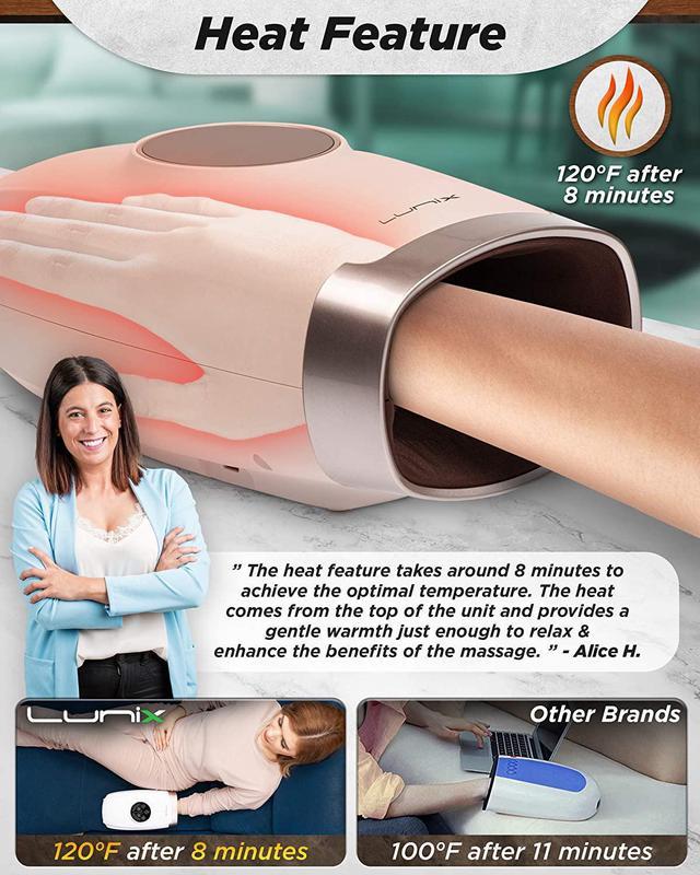 Lunix LX3 Cordless Electric Hand Massager with Compression, 6 Levels Pressure Point Therapy Massager for Arthritis, Pain Relief, Carpal Tunnel and Fi