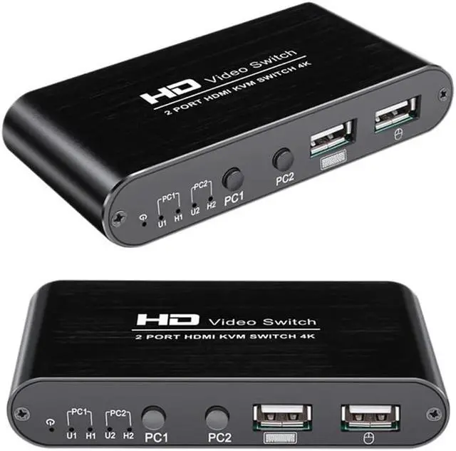 Alt view image 3 of 5 - 2 Port KVM Switch 4K USB KVM Switcher Splitter with Cable for Keyboard Mouse Printer Monitor