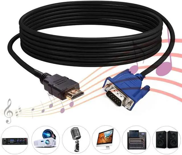 Alt view image 4 of 5 - 1.8m HDMI to 15Pin VGA Cable 1080P Video Adapter Male to Male Cord for HDTV Projector Display