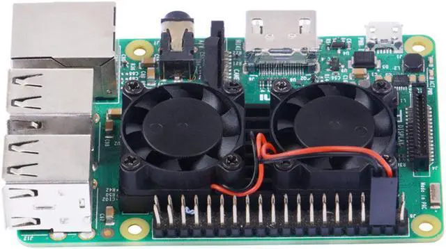 Alt view image 3 of 6 - Ultimate Dual Cooling Fan +  Aluminum Heatsink + Copper Heatsink + Thermal Tape Kit For Raspberry Pi 3B+ /3B/2B/B+