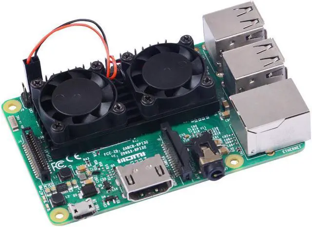 Alt view image 2 of 6 - Ultimate Dual Cooling Fan +  Aluminum Heatsink + Copper Heatsink + Thermal Tape Kit For Raspberry Pi 3B+ /3B/2B/B+