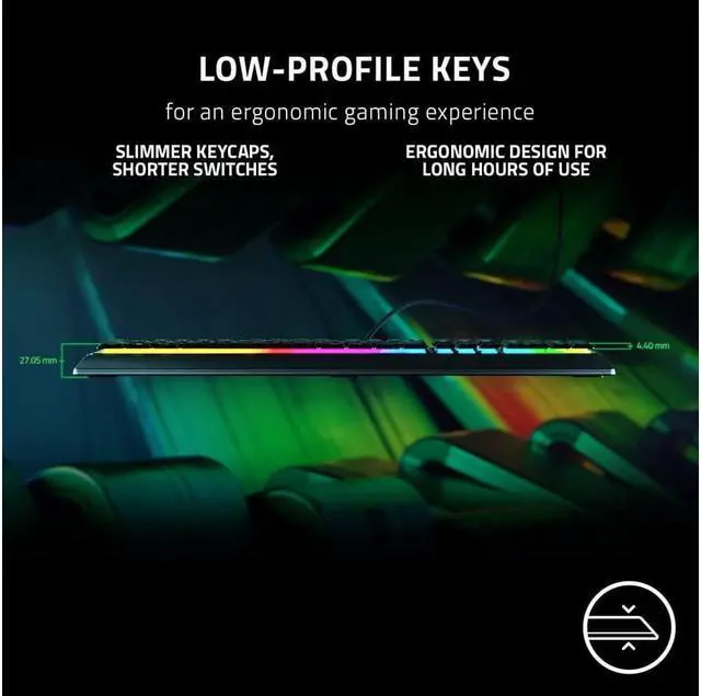 Alt view image 2 of 6 - Ornata V3 Gaming Keyboard: Razer Low-Profile Keys - Mecha-Membrane Switches - UV-Coated Keycaps - Backlit Media Keys - 10-Zone RGB Lighting - Spill-Resistant - Magnetic Wrist Wrest - Classic Black