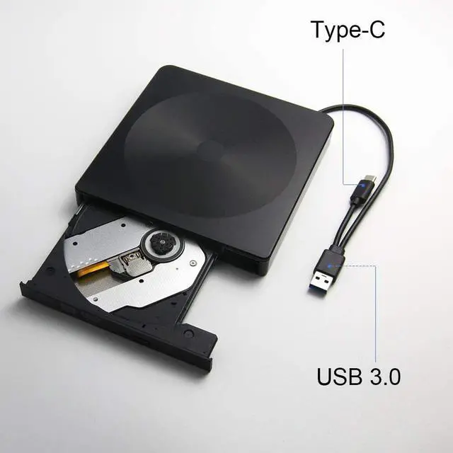 Alt view image 6 of 7 - External DVD CD drive with USB 3.0 and Type-C, TeamTech Portable DVD CD Burner, Plug & Play Superdrive for laptop, desktop, Mac, MacBook, Windows 10/8/7 / XP and Linux (Color: Black)