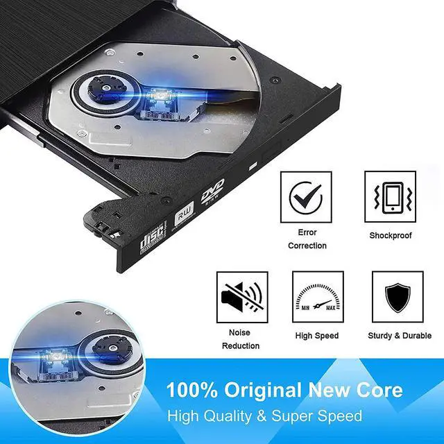 Alt view image 6 of 7 - External DVD Drive, Type C USB 3.0 Portable CD Drive Slim CD DVD ROM Rewriter Burner Superdrive High Speed Data Transfer for Laptop Desktop MacBook PC Windows Linux Os Mac Os (Color: Black)