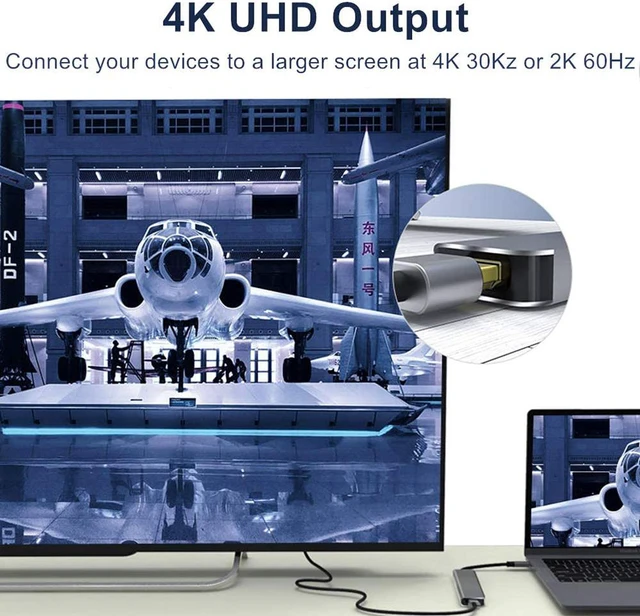 Alt view image 5 of 7 - USB C Hub, 6-in-1 USB Type C Adapter with 4K HDMI Port, PD Port, 2 USB 3.0 Ports, TF/SD Card Reader for Apple MacBook Pro, iPad Pro, Surface, Chromebook and More USB C Devices