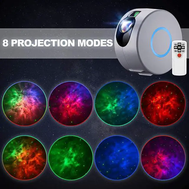 Alt view image 6 of 7 - Galaxy Projector w/Led Nebula Cloud, RGB Laser Star Light Projector, Starry Night Light Projector w/Remote Control for Kids Adults Birthday Gift/Bedroom/Game Room/Home Theatre