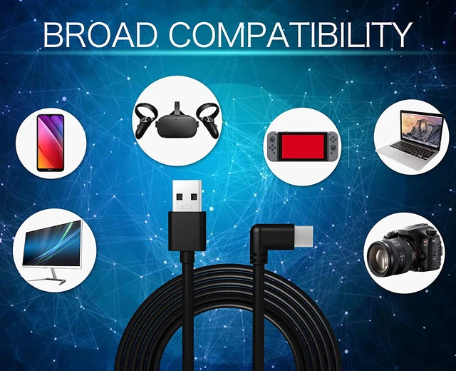 Alt view image 3 of 7 - for Oculus Quest 2 Link Cable 13 Feet/ 4 Meters, High Speed Data Transfer USB 3.0 to USB Type-C Cable Compatible for Oculus Quest and Quest 2 to a Gaming PC (13ft, Black)