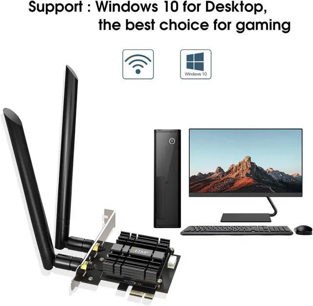 Alt view image 6 of 7 - WiFi 6 Card AX 3000Mbps PCIe Network Card AX200 802.11AX 2.4Ghz/5.8Ghz with Bluetooth 5.0 & Heat Sink Wireless PCI Express Wi-Fi Adapters Dual Band Antenna for Windows 10 64-bit