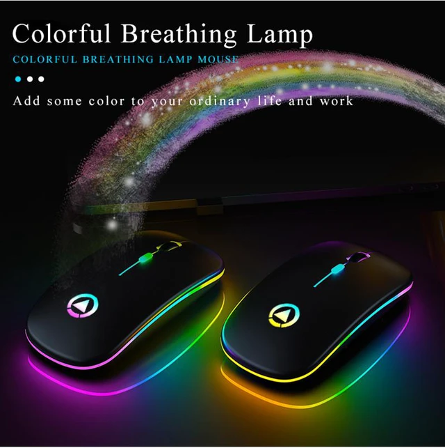 Alt view image 6 of 7 - LED Wireless Mouse, Ultra Slim Silent 2.4G Wireless Mouse Lightweight Portable LED Colour Light Rechargeable Mouse, 3 Adjustable DPI (1600dpi) for Home Office Notebook, PC, Laptop, Computer, Desktop