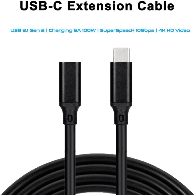 Alt view image 3 of 7 - USB C Extension Cable - Type C Extender Male to Female USB 3.2 Gen 2 10Gbps 100W Thunderbolt 3 Compatible with MacBook Pro iPad Pro Nintendo Switch DJI Mavic Dell XPS Surface Go Hub