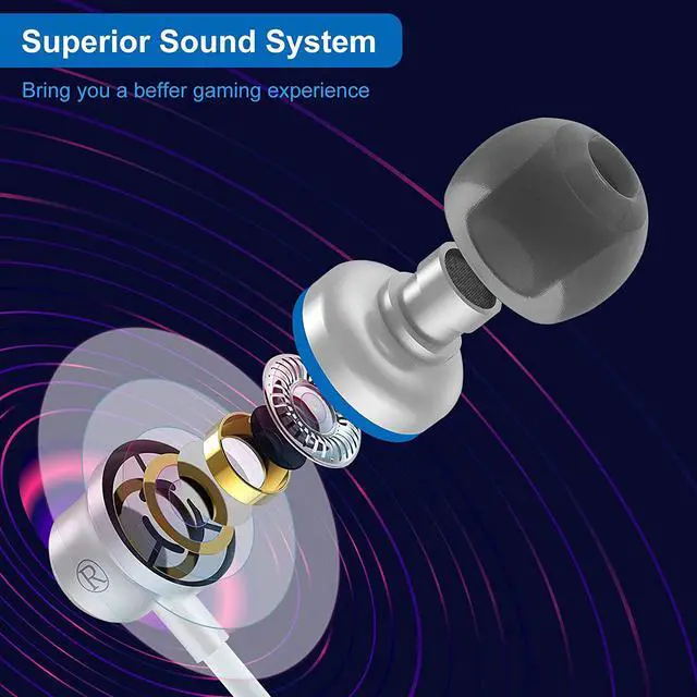 Alt view image 5 of 7 - Earphones for Oculus Quest 2 - VR Headphones Noise-Isolating in-Ear Earphones with 3D 360 Degree Sound and Custom Silicone Earbuds Caps (Black)