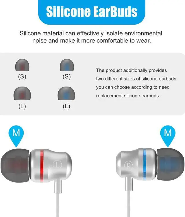 Alt view image 4 of 7 - Headphones for Oculus Quest 2 / Oculus Rift S VR Headset Noise-Isolating in-Ear Earphones with 3D 360 Degree Sound and Custom Silicone Earbuds Caps, White