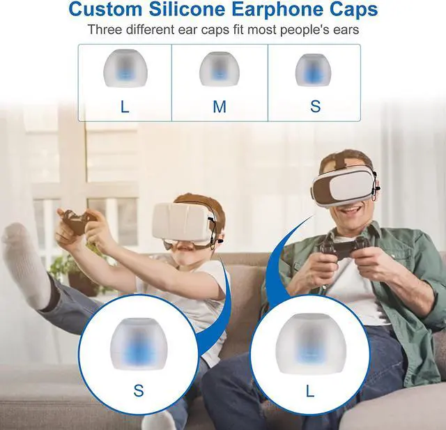 Alt view image 4 of 7 - Earphones for Oculus Quest 2 - VR Headphones Noise-Isolating in-Ear Earphones with 3D 360 Degree Sound and Custom Silicone Earbuds Caps (Black)