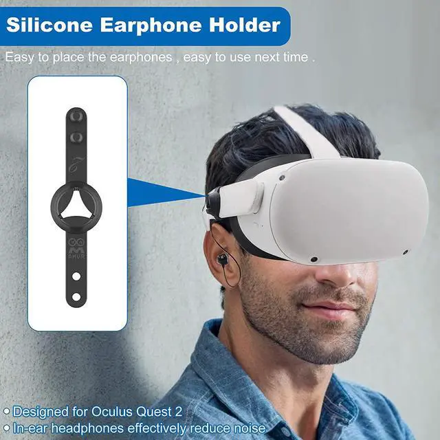 Alt view image 3 of 7 - Earphones for Oculus Quest 2 - VR Headphones Noise-Isolating in-Ear Earphones with 3D 360 Degree Sound and Custom Silicone Earbuds Caps (Black)