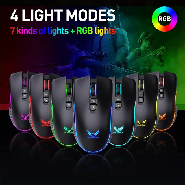 Alt view image 4 of 7 - Rechargeable Wireless Gaming Mouse, RGB LED Backlit Mouse with 4 Adjustable DPI, 7 Button, 2.4G USB Optical Gaming Ergonomic Computer Mice for Laptop PC Gamer Computer Desktop (Black)