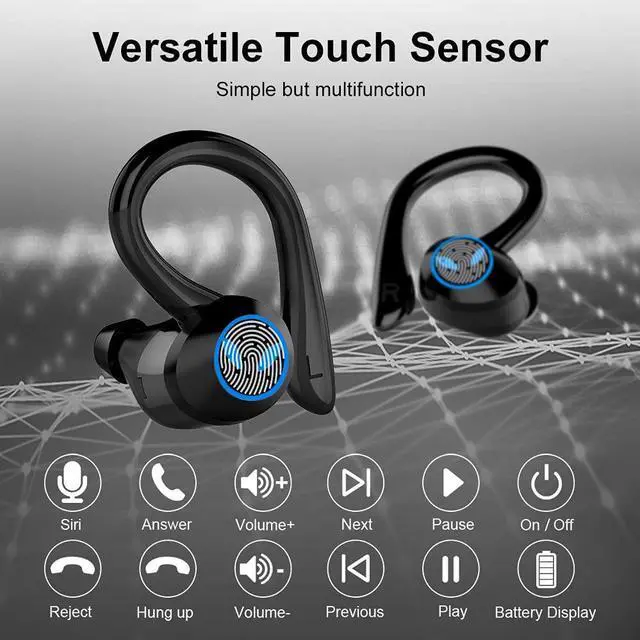 Alt view image 4 of 7 - Ture Wireless Earbuds, Bluetooth 5.1 Sport Headphones with CVC 8.0 Noise Reduction, Deep Stereo Bass, Touch Control, TWS Earphones IP7 Waterproof Bluetooth Headset for Running, Workout, Gym