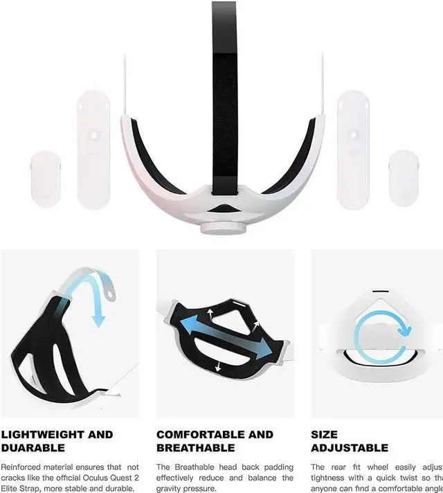 Alt view image 4 of 7 - Adjustable Head Strap for Oculus Quest 2, Replacement for Quest 2 Elite Strap Accessories for Enhanced Support and Comfort in VR Gaming,Suitable for Children and Adults (VR Headset Not Included)