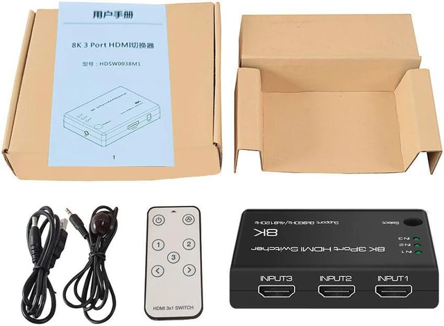 Alt view image 6 of 7 - 8K HDMI 2.1 3x1 HDMI Switcher for Computer Laptop 8K @60Hz 3 in 1 out HD 2160P Display HDMI Switch Spliter HDR 48Gbps HDCP2.3 for PS-5 XBOX Series X