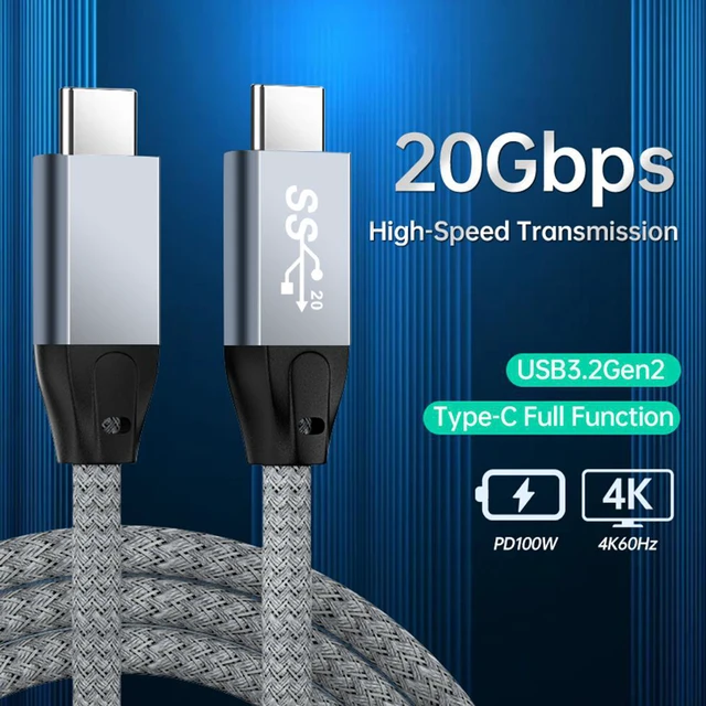 Main image of USB C to USB C Cable 3.3ft/1M, USB C 3.2 Gen 2 with with E-marker 4K Video Monitor Cable, 20Gbps Data Transfer and 100W PD Fast Charger Cord Thunderbolt 3 Compatible with Mac-Book Pro, Galaxy S21