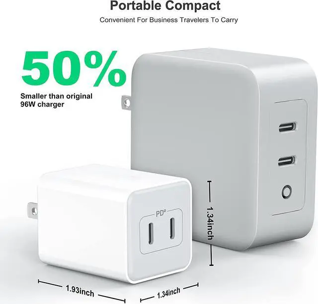 Alt view image 6 of 7 - USB C Wall Charger 40W, 1 Pack Dual Port 20W PD 3.0 Type C Fast Charging Block, Durable Compact Power Adapter for i-P-h-o-n-e 11/12/13/14 /Pro Max, XS/XR/X, i-P-a-d Pro, Android Smartphones (White)