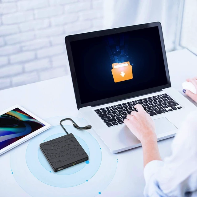 Alt view image 7 of 7 - External CD/DVD Drive for Laptop, USB 3.0 Type-C CD DVD +/-RW Burner Optical Disk Drive, Portable CD/DVD ROM Writer Reader with 2 Card Slot& 3 USB Port, for Desktop Windows 10/8/7 Linux Mac OS