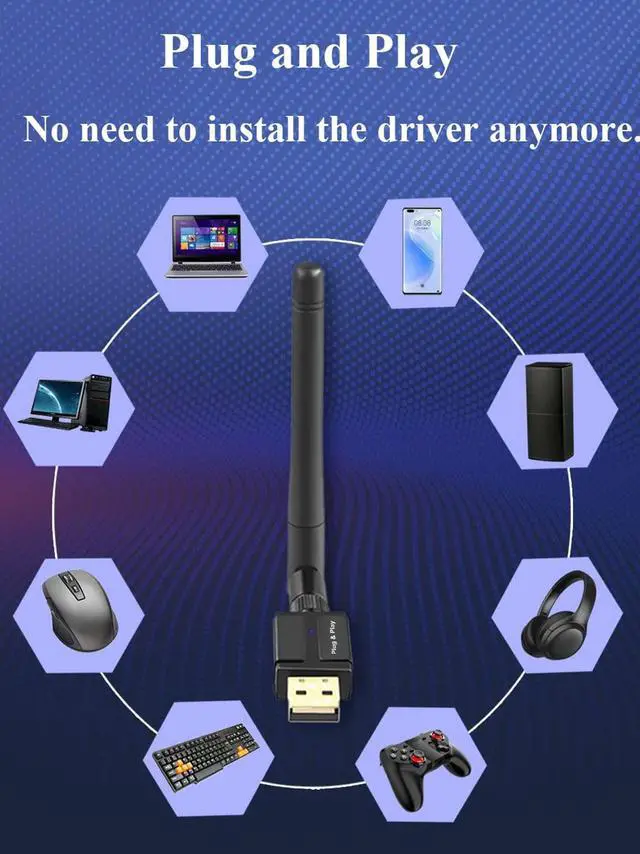 Alt view image 6 of 7 - Long Range 328FT / 100M USB Bluetooth Adapter for PC Laptop Desktop, Bluetooth 5.3 Dongle Receiver, Wireless Audio Adapter, Support Windows10/8.1, Compatible with Mouse Keyboard Headphones Printers