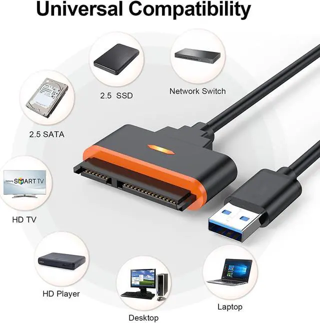 Alt view image 4 of 7 - SATA to USB 3.0 Adapter, USB to SATA III Hard Drive Adapter Cable, USB A SATA Adapter Converter Support UASP Compatible for 2.5 Inch SSD and HDD Data Transfer